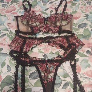 For Love and Lemons Victoria's Secret Juliet Bustier, Thong, Garter